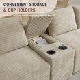thumbnail image 5 of Muumblus 140" Oversized Modular Sectional Sofa with Storage Console & 2 Ottomans, U-Shaped Boneless Cloud Couch for Living Room, Camel Corduroy, 5 of 9
