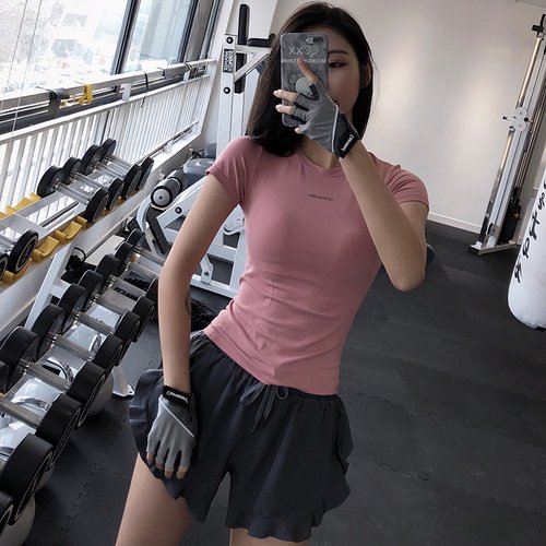 Blusas De Yoga , Mangas Cortas , Tops De Gimnasio , Chamarra Deportiva Alta Suelta Spandex Mujer Manga Corta Delgada Runningpangjing