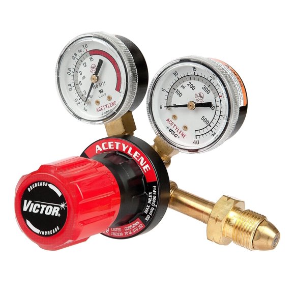 Victor 0781-9405 G250-15-510 Medium Duty Single Stage Acetylene Regulator, 15 psig Delivery Range, CGA 510 Inlet Connection