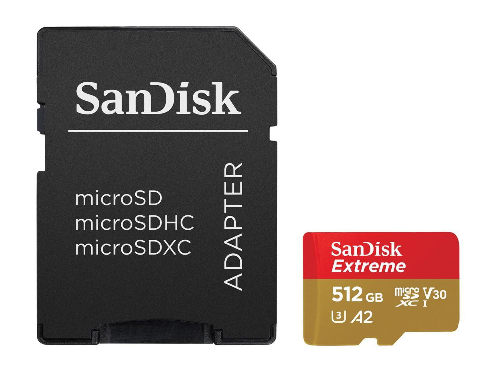 SanDisk 512GB Micro SDXC UHS-I Extreme Flash Memory Card with MicroSDXC to SD adapter