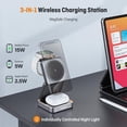 thumbnail image 3 of 2026 Upgraded】Wireless Charger 3 in 1, Foldable Wireless Charging Station with Night Light for MagSafe Charger, Travel Magnetic Stand, Nightstand Fast 15W (20W Adapter), 3 of 3