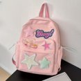 thumbnail image 4 of Cute Plush Star Decor Large Capacity Preppy Backpack, Canvas Durable Lightweight Laptop Daypack, Fashion Travel Commuter Bag, 4 of 4