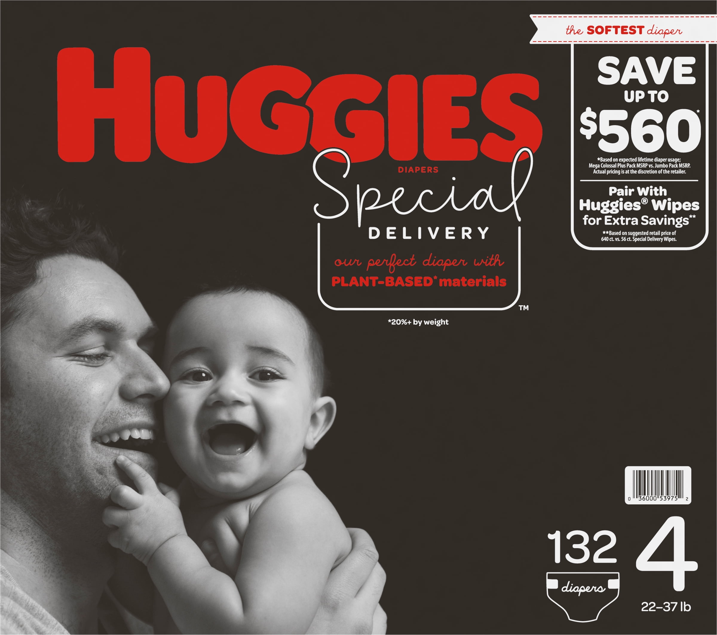 Huggies Special Delivery Hypoallergenic Baby Diapers size: 4 -132 ct. (22 -37 lb.)