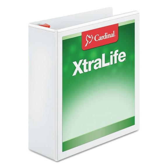 Cardinal XtraLife ClearVue Non-Stick Locking Slant-D Binder, 3" Cap, 11 x 8 1/2, White