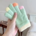 thumbnail image 2 of ktowifly Boy Girls Fuzzy Gloves Kids Color Block Cute Winter Warm Thick Cycling Glove for Cold Weather, 2 of 4