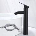 thumbnail image 1 of Mezclador de lavabo grifo de baño grifo de cascada mezclador negro mezclador de lavabo monomando retro grifo de lavabo (grande + tubería de agua), 1 of 5