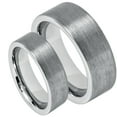 thumbnail image 1 of His & Her's 8MM/6MM Pipe Cut Brushed Finish Tungsten Carbide Wedding Band Ring Set, 1 of 4