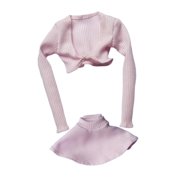 1/6 Miniatura Cosplay Traje Retro Camisa de Manga Larga y Falda Ropa de Moda para Rosa