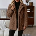 thumbnail image 6 of Enjoytime Fall Winter Fleece Jacket Women Notch Lapel Button Down Long Sleeve Coat Casual Warm Fuzzy Outerwear with Pocket, 6 of 7