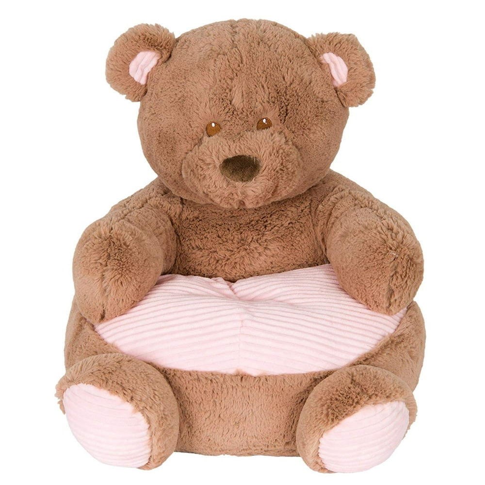 Soft Plush Brown Bear Childrens Chair with Pink Corduroy Trim 18in By Kelly Toy - Walmart.com 