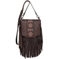 thumbnail image 4 of Montana West Small Genuine Leather Crossbody Purse for Women Western Fringe Tassel Bag with Floral Tooled Flap, Coffee-A, 4 of 7