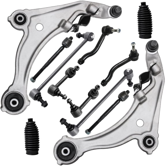 Detroit Axle - 12pc Suspension Kit for 2009-2014 Nissan Maxima 2010 2011 2012 2013, 2 Lower Control Arm w/Ball Joints, 4 Inner and Outer Tie Rods, 4 Sway Bar Links, 2 Boots, Replacement