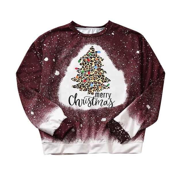 Pntutb moda Navidad mujer estampado manga larga cómoda transpirable cuello redondo camisa tops Pntutb Pntutb-676