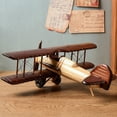 thumbnail image 3 of Retro Aircraft Handicraf Wooden Airplane Model,Vintage Biplane Model Desktop Decoration Photo Props Souvenir Collectible, 3 of 6