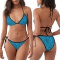 thumbnail image 3 of Fotbe Blue Glitter Traje de Baño para Mujer de Dos Piezas – Bikini Sexy de Tirantes Tipo Halter con Diseño Triangular, 3 of 6