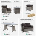 thumbnail image 3 of MEISSALIVVE 7 Pieces Patio Furniture Set with Dining Table, Outdoor Wicker Conversation Set with 2-Seat Sofa, Wicker Armrest Swivel Chairs, 2 Ottomans, Black, 3 of 10