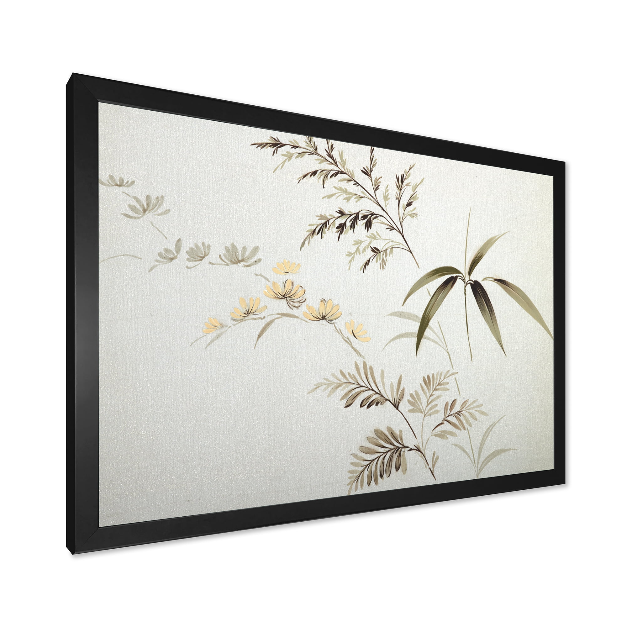 Designart 'Abstract Retro Drawing of Flowers III' Vintage Framed Art Print