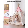 thumbnail image 5 of Besrey Kid Teepee Play Tent with String Lights & Thickened Mat,Kids Indoor Outdoor Playhuose Tent, Pink, 5 of 7