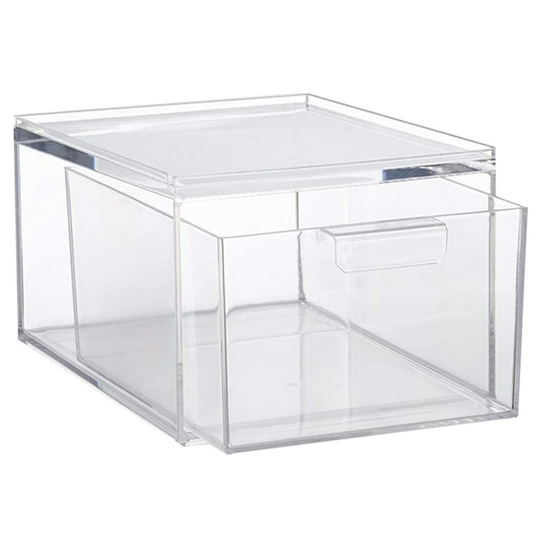 CINPIUK Stackable Storage Bins with Lids, Clear Drawer Organizers for  Clothing, Collapsible Storage Bins Closet Drawers for Clothes, w/Removable
