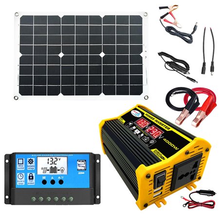 

Solar Power System|Portable Solar Panel Kit|4000W Power Inverter with 2 USB Ports 30A Solar Charge Controller LED Screen Display Fast Charging for Emergency Power Supply
