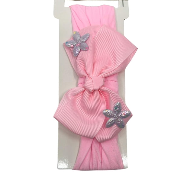 Baby Bow Headband with Shining Silver Stars – Soft  Stretchy for Newborns and Infants: 1CT