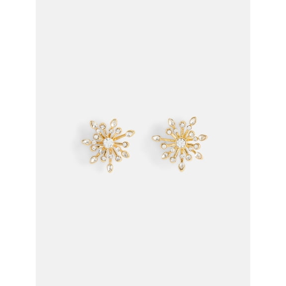 Free Assembly Women's Crystal Sunburst Stud Earrings, Goldtone