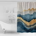 thumbnail image 3 of Hokiten Shower Curtain, Teal Golden Fabric Shower Curtains for Bathroom, Modern Oil Painting Art Bath Curtain Waterproof Bathtub Curtains with 12 Hooks, Standard 72" x 72", 3 of 7