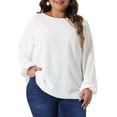 thumbnail image 2 of DARING DIVA Women's Plus Crewneck Chiffon Swiss Dots Shirts Top 1X White, 2 of 6