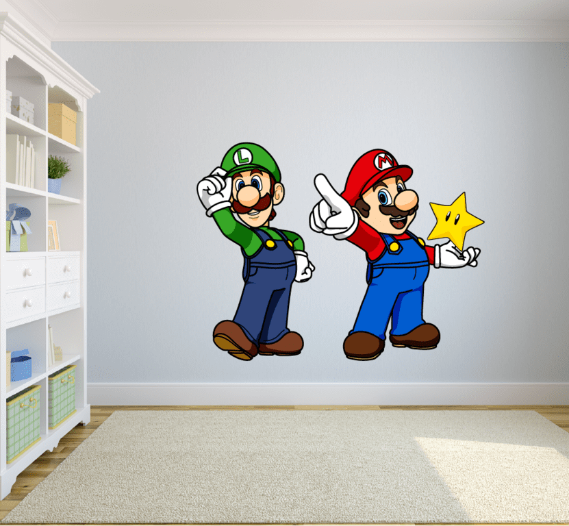 Super Mario Wall Decal Sticker Bedroom Vinyl Kids Luigi 