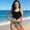 Swimwear-19Black, variant on Gamivast Teen Girl's High Waisted Two Piece Bikini Set Ruffle Flounce Halter Top Tropical Print Summer Beach Vacation Outfits Modest Tankini Swimwear