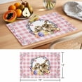 thumbnail image 6 of Easter Rabbits Placemats Set of 6, Watercolor Chicken Pink Purple Yellow Eggs Floral Pink Plaid Non-Slip Place Mats Washable Table Mats for Kitchen Dining Table Decorations Indoor/Outdoor, 6 of 9