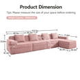 thumbnail image 4 of Modular 4 Seat L Shape Sectional Boneless Sofa, Cloud Sectional Couch with Deep Seat, Modern Modular 4-Seat Sofa Couch with Throw Pillows and 1 Movable Ottoman, Corduroy Fabric Pink, 4 of 11