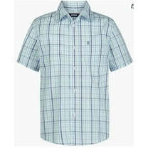 IZOD Boys' Short Sleeve Button-Down Plaid Dress Shirt (XL)