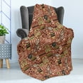 thumbnail image 4 of Tribal Soft Flannel Fleece Throw Blanket, Grunge and Tribal Inspired Pattern of Prehistoric Artwork of Animals, Cozy Plush for Indoor and Outdoor Use, 50" x 70", Cinnamon Khaki, by Ambesonne, 4 of 5