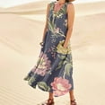 thumbnail image 2 of Mohiass 2024 Cotton Linen Sleeveless Plus Size Dresses for Women Tropical Casual Round Neck Sundress with Pockets Blue 5XL, 2 of 7