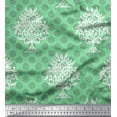 thumbnail image 1 of Soimoi Green Rayon Crepe Fabric Leaves & Floral Block Print Fabric by the Yard 46 Inch Wide, 1 of 3