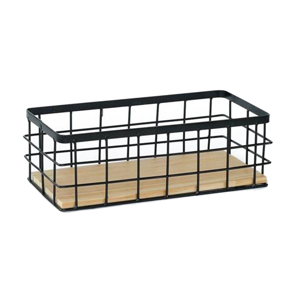 Trjgtas Iron Storage Baskets, Set of 2, Black