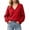 Red, variant on Women Ribbed V Neck Sweater Oversized Slouchy Knit Pullover Top