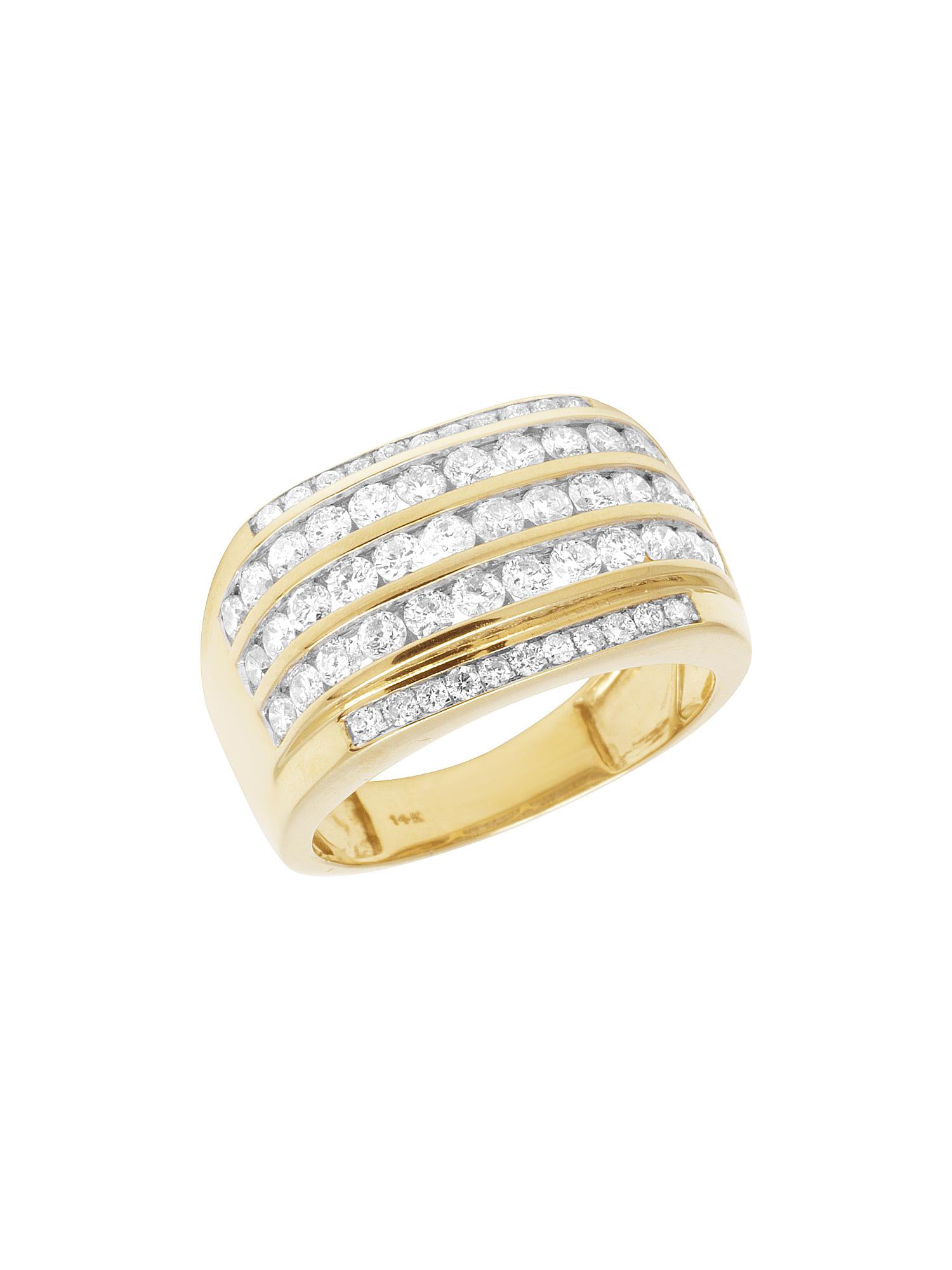Jewelry Unlimited - Mens 14K Yellow Gold Real Diamond Channel Wedding ...
