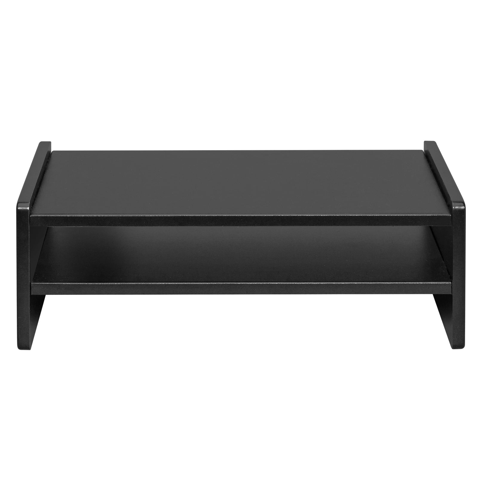 Kepooman 2-Tier Wood Arm Riser Desk Storage Organizer, 16.7 inch Computer Monitor Stand Clamp Desk TV Shelf Risers