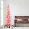 thumbnail image 3 of 6.5 ft Pre-lit Flocked Fashion Pink Pencil Tree 356 Tips 200 UL Clear Incandescent Lights, 3 of 4