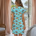 thumbnail image 4 of Yuyamidu Capybara Printed Nightshirt for Women Sleepwear Soft Comfortable Ladies Sleep Dress Short Sleeves Front Button Relaxing Lounge Dress for Summer, 4 of 7