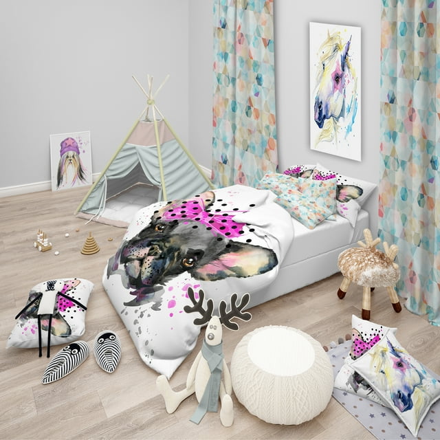Designart 'Serious French Bulldog Watercolor - Modern Duvet Cover Set