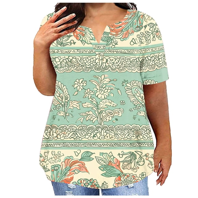 Birdeem Blouses pour Femmes T-Shirt à Manches Courtes Imprimé Décontracté Col Rond Ample