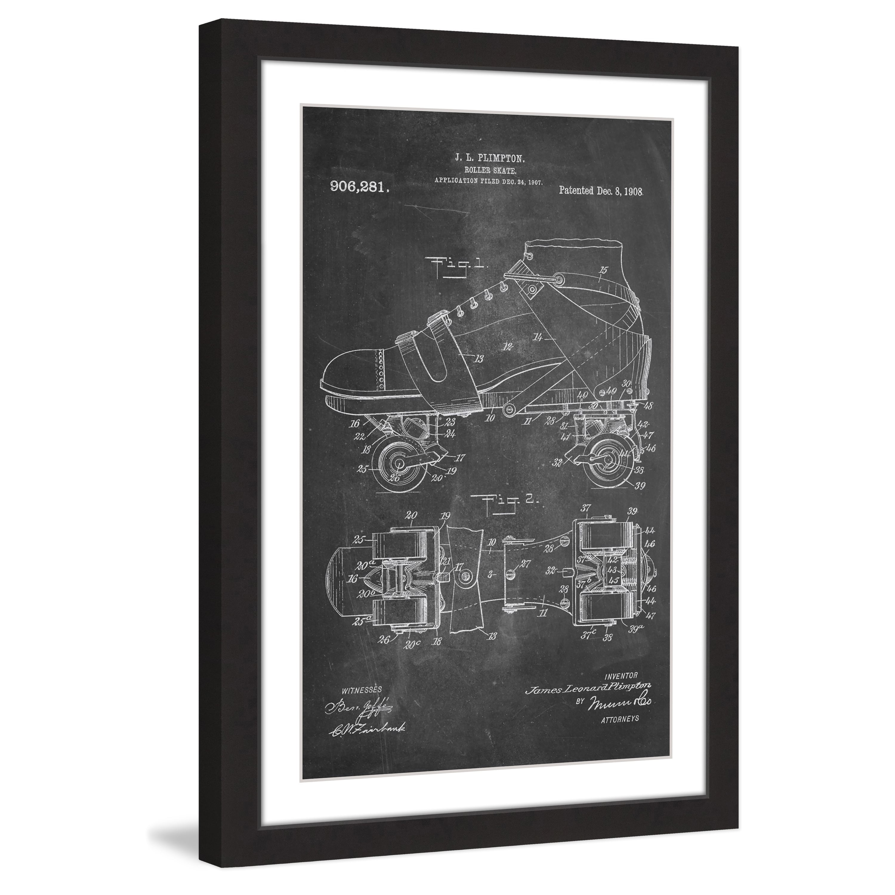 "Roller Skate 1908 Chalk" Framed Painting Print