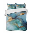 thumbnail image 2 of Turquoise Blue Twin XL Size Down Alternative Comforter, Lightweight Comforter Quilt Bedding Set with Pillow Shams Modern Teal Gold Marble Textured All Seasons Bed Comforter Duvet Insert 68"x98", 2 of 7