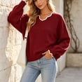 thumbnail image 6 of yillto Womens Sweater Knit V Neck Ruffled Long Sleeve Tops Soft Warm Pullover Sweaters for Fall Winter, 6 of 7