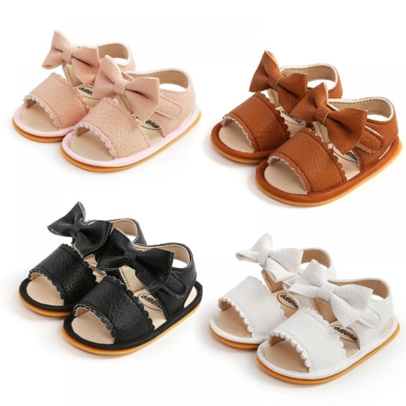 Newborn Baby Girls Cute Bowknot Sandals Summer Toddler Shoes First Walkers Anti-slip For Baby Infant 0-18M