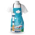 thumbnail image 4 of Airport Apron, Themed Cartoon of Control Tower and Take Off Plane on City Silhouette, Unisex Kitchen Bib with Adjustable Neck for Cooking Gardening, Adult Size, Multicolor, by Ambesonne, 4 of 4