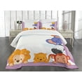 thumbnail image 3 of Ambesonne Zoo Quilted Bedspread Set 3 Pcs, Animals Peeping Window, King Size, Multicolor, 3 of 5